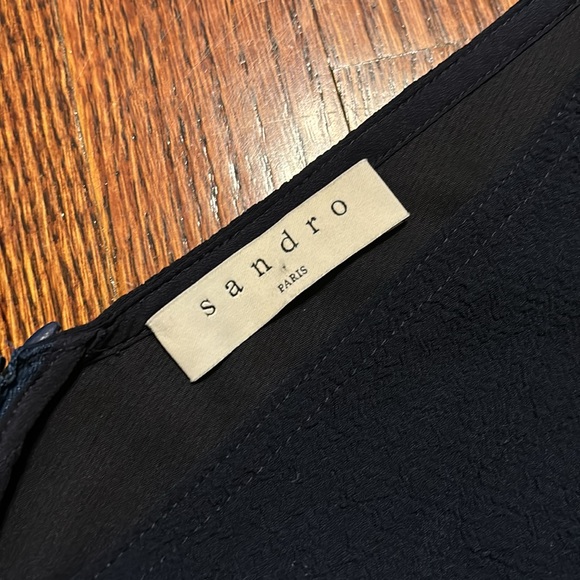 Sandro V Neck A Line Flowy Crepe Dress - Picture 2 of 6